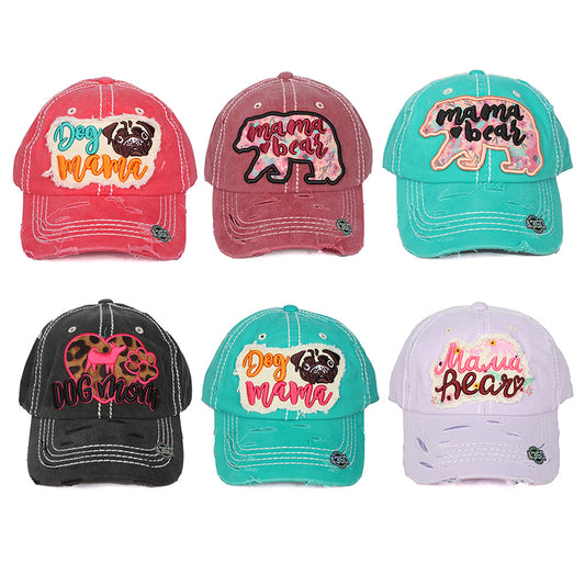 4350 District Unisex Animal Mama Distressed Adjustable Hat Cap