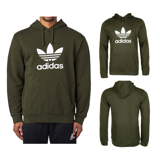 Adidas Men's Trefoil Logo Graphic Pouch Pocket Pullover Hoodie