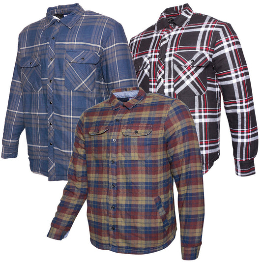 Men's Flannel Plaid Jacket Button Up Classic Fit Cotton Shirt Polyester DBFL