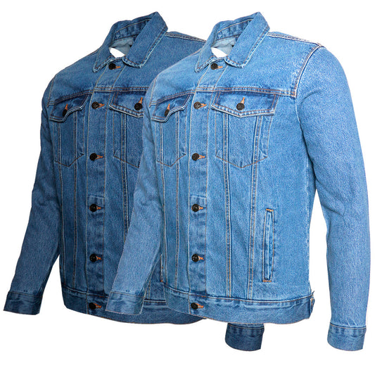Men's Denim Jean Jacket Button Up Classic Fit Premium Cotton DBFL
