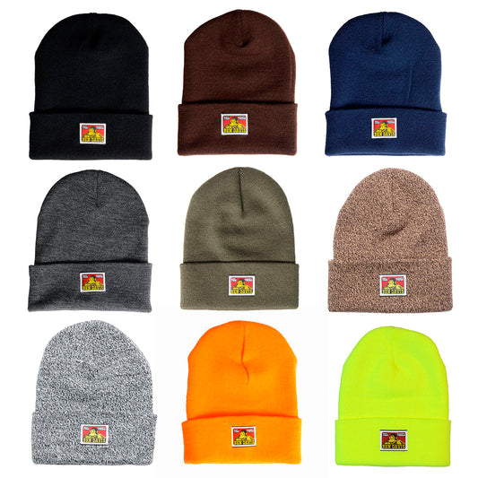 Ben Davis Beanie Unisex Acrylic Cuffed Knit Hat Mens Double Layered Casual Cap
