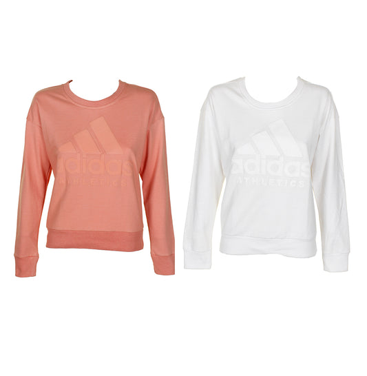 Adidas Ladies Classic Logo Graphic Cotton Crew Neck Sweatshirt