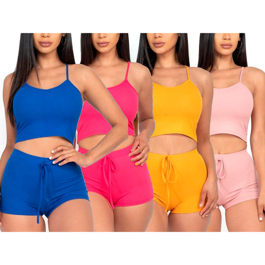 Women's Crop Top Sports Bra & Shorts High Waisted Fitness Gym Workout Yoga Set