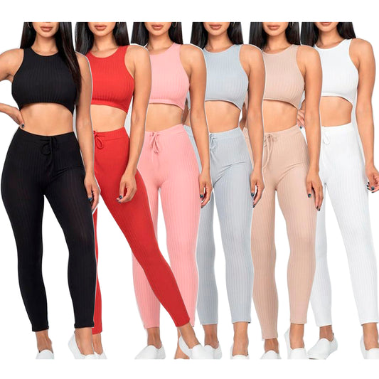Women's Crop Top Sports Bra & Leggings High Waisted Fitness Workout Yoga Set