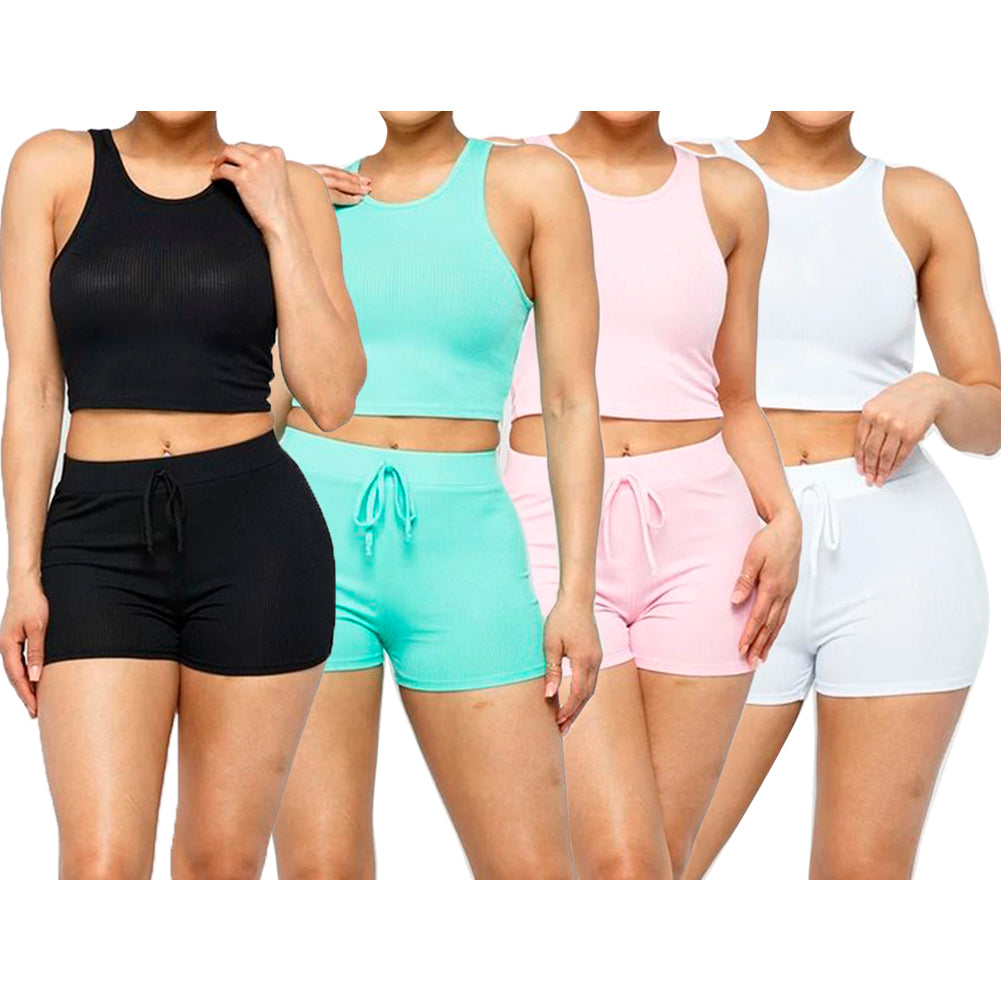 Women's Tank Top & Shorts Casual High Waisted Loungewear Drawstring Shorts Set