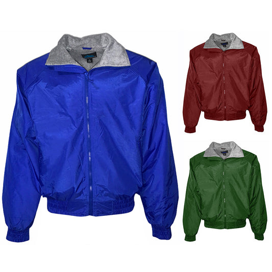 Mens Bomber Jacket Zip Up Grey Faux Fur Lining Water Resistant Shell