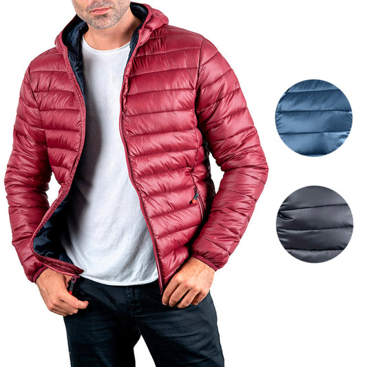 Mens Puffer Hooded Jacket Lightweight Insulated Fall Winter Slim Fit