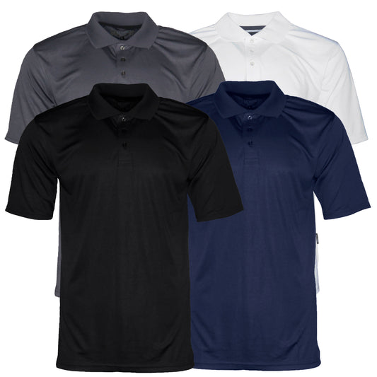 Mens Polo Button Shirt Short Sleeve Dry-Fit Sports Tennis Comfortable Fit