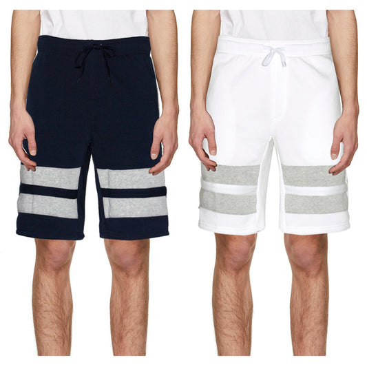 Men's Shorts Two Tone Athletic Workout Fitness Zip Pockets Drawstring Shorts