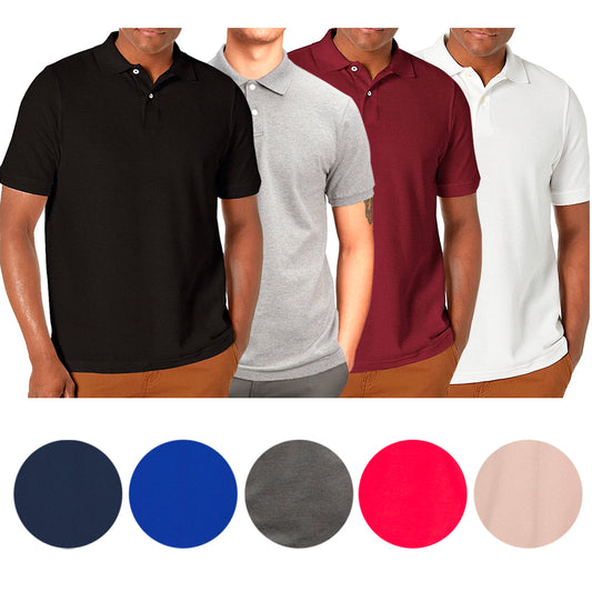 Men's Polo Shirt Casual Cotton Blend Short Sleeve Jersey Casual Plain T-Shirt