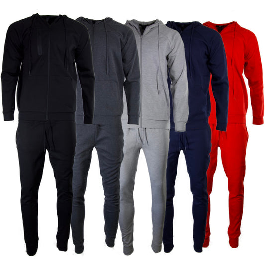Men's Jogger Set Two Piece Pant and Hoodie Front Pocket Zip Up Tracksuit Set