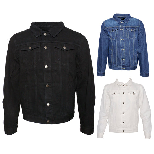 Mens Denim Jean Jacket Button Up Slim Fit Premium Cotton DBFL