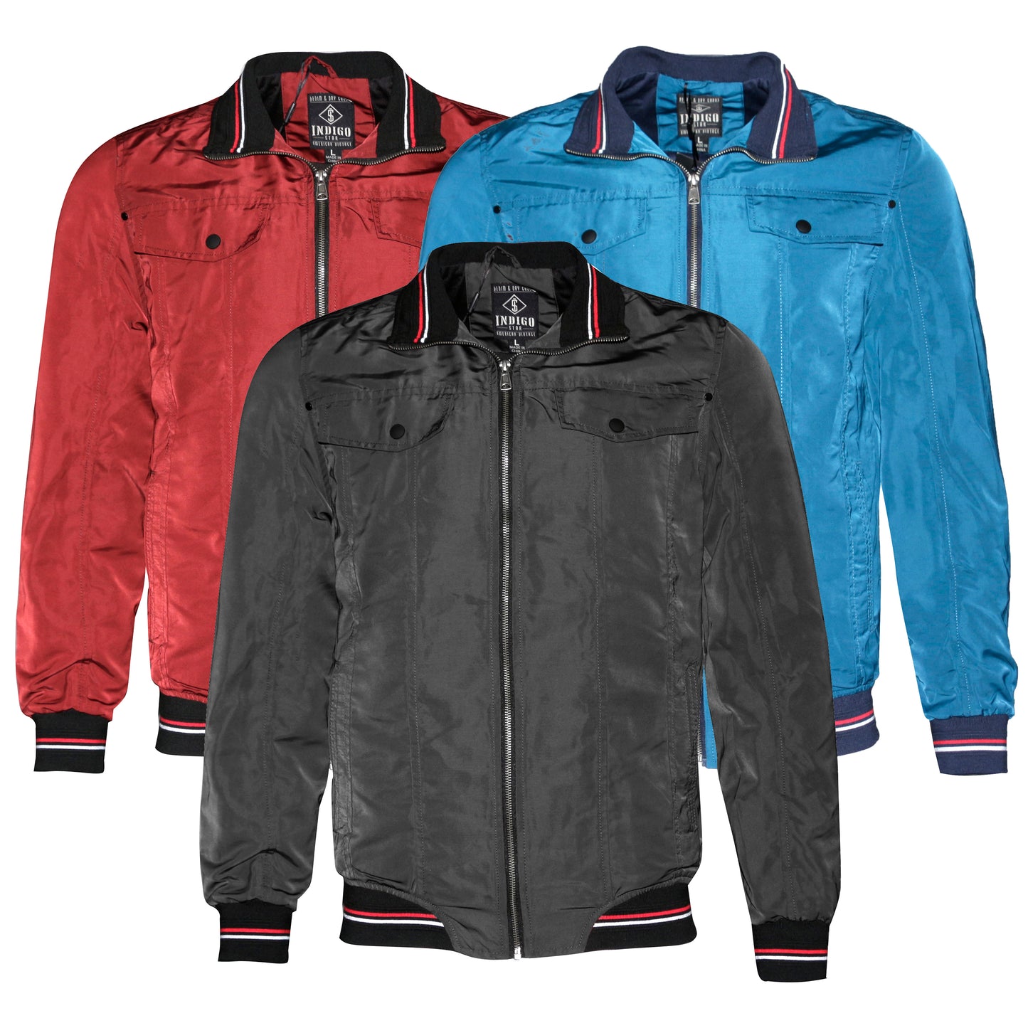 Mens Zipper Casual Jacket Zip Up Front Side Button Pockets Slim Fit MILJ-615