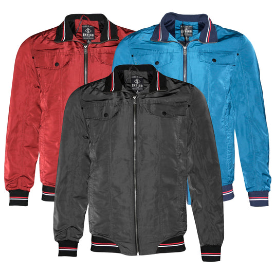 Mens Zipper Casual Jacket Zip Up Front Side Button Pockets Slim Fit MILJ-615