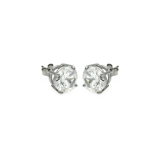 Brilliant Cubic Zirconia CZ Stud earrings .925 Sterling Silver Rhodium Plated