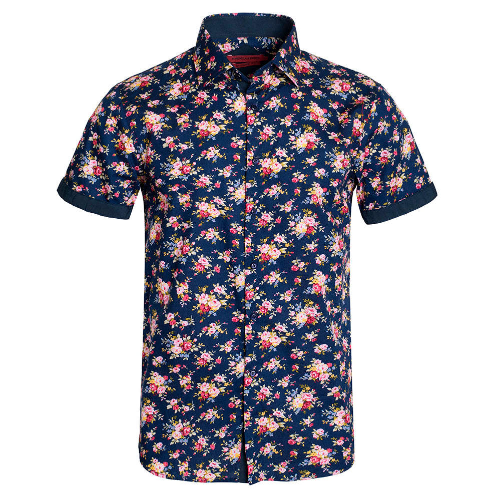 Navy - Pink Roses