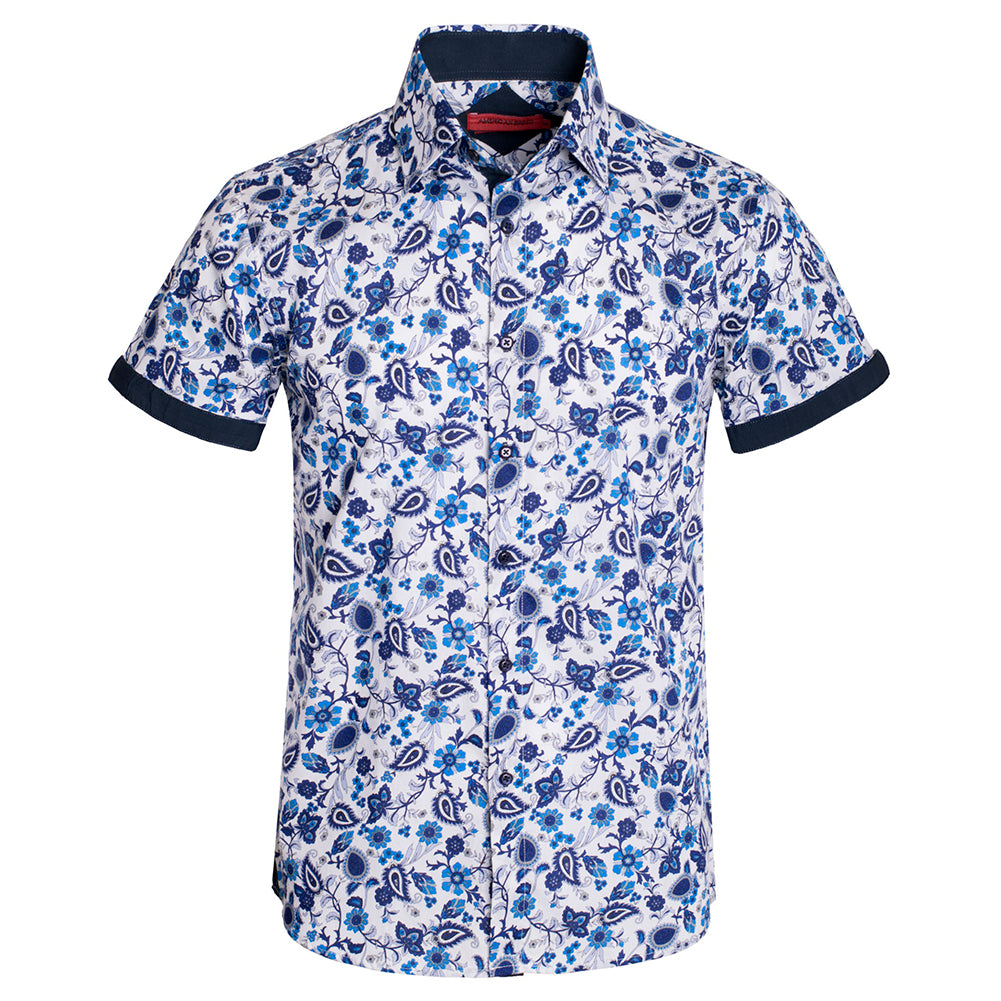 White - Blue Paisley