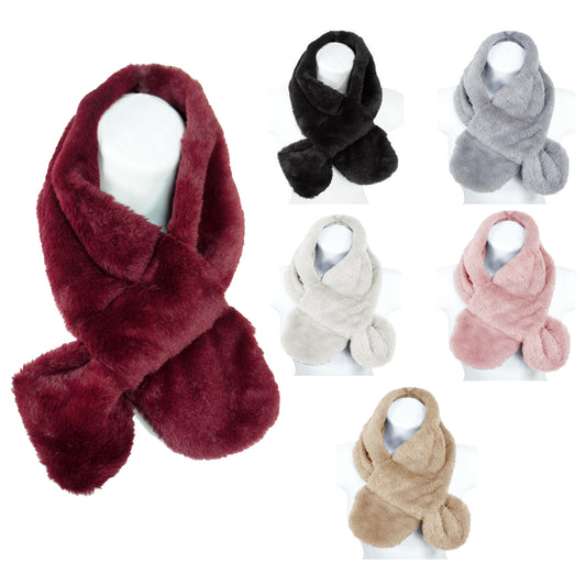 DBFL Urban Moda Women's Plain Faux Fur Scarf