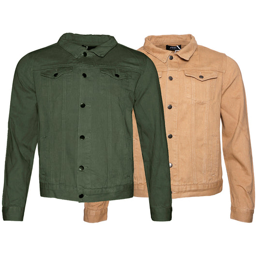 Mens Denim Jean Jacket Button Up Slim Fit Premium Cotton DBFL