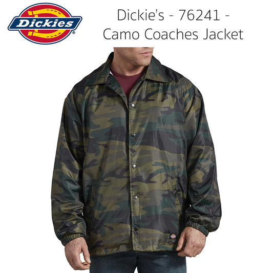 Dickies Men's 76241 Snap Button Front Camo Coaches Jacket