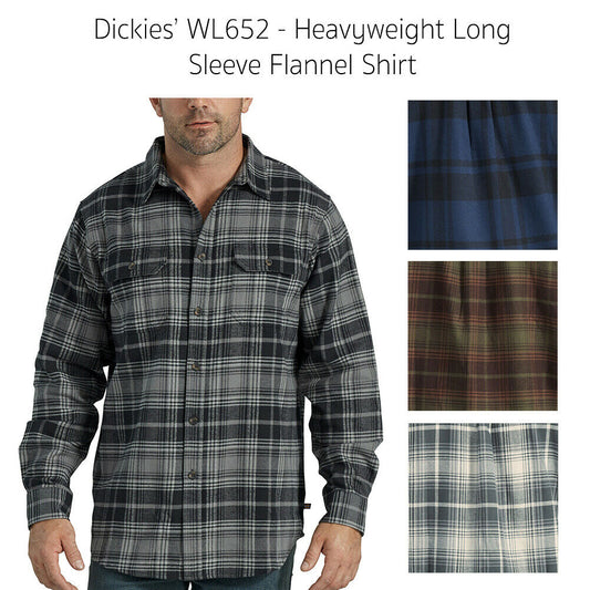 Dickies Men's WL652 Long Sleeve Flap Pocket Heavyweight Flannel Shirt