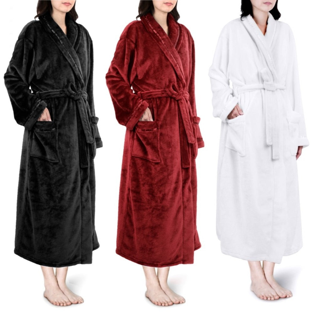 Women's Robe Super Soft Plush Loungewear With Belt and Front Pockets Sleepwear