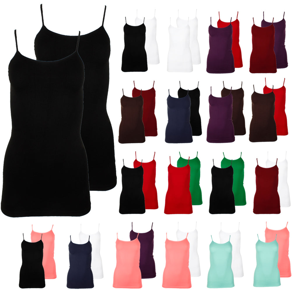 DBFL Fabric & Fabric Ladies 2 Pack Spaghetti Strap Tank One Size