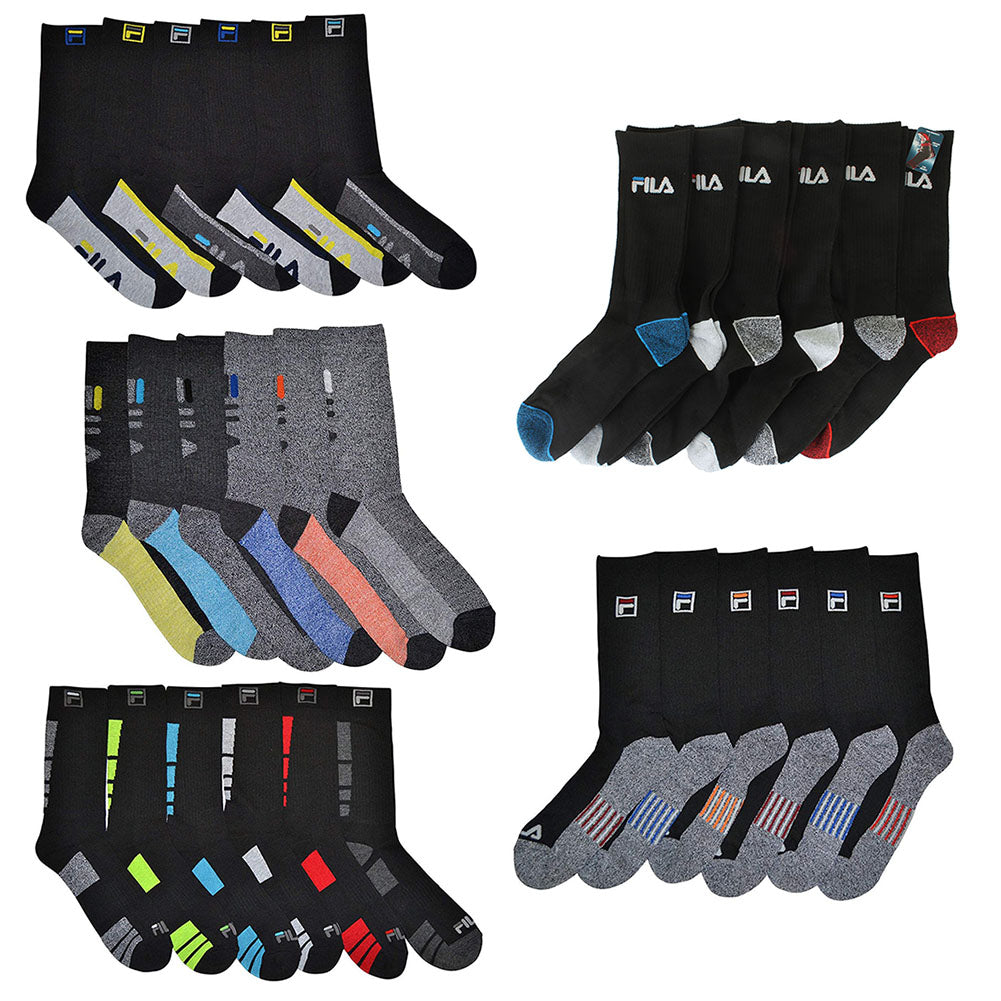 Fila Men's 6 Pairs AbsorbDry Athletic Crew Socks