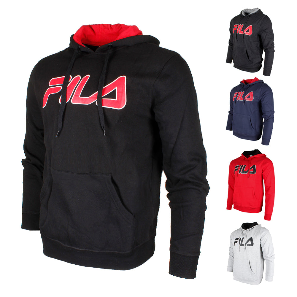Fila Men's Filled Outline Graphic Logo Front Pocket Heavy Fleece Hoodie