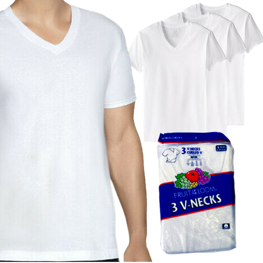 Fruit of The Loom Men's 3 Pack Dual Defense V Neck T-Shirts