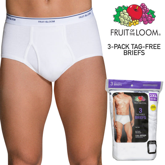 Fruit of The Loom Men's 3 Pack Dual defense Full Cut Tag-Free Briefs