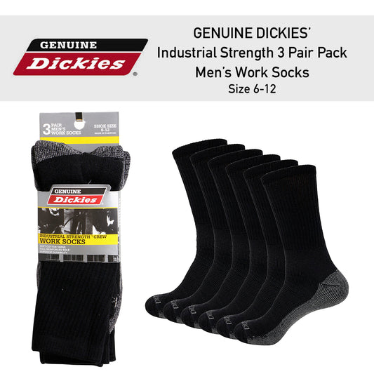 Genuine Dickies Men's 3 Pack Industrial Strength Extra Thick Crew Socks