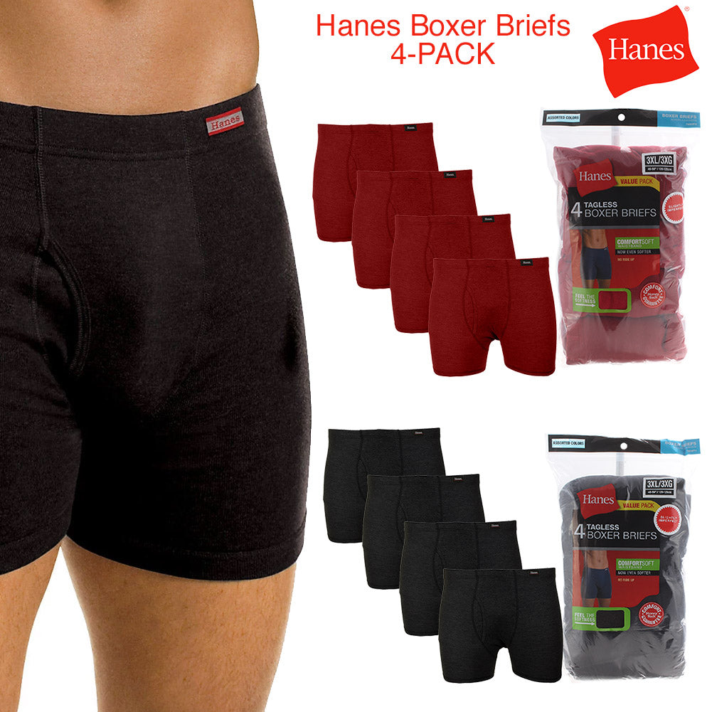 Hanes Men's 4 Pack Tagless Comfortsoft Waistband Boxer Briefs