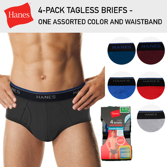 Hanes 4-Pack Men's Briefs Tagless ComfortBlend Assorted One Color