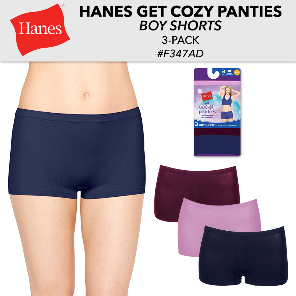 Hanes Ladies 3 Pack Tagless Lightweight and Breathable Boyshorts