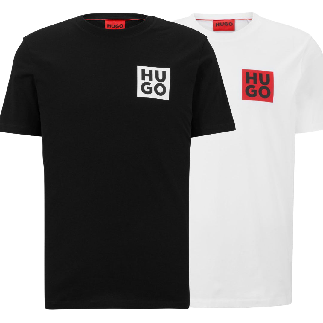 Hugo Boss Men's Organic-Cotton Square Logo Crewneck Casual Short Sleeve Tee