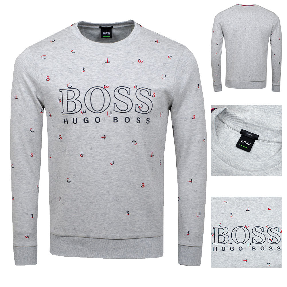 Hugo Boss Green Men's Salbo Iconic Embroidered Crew Neck Sweatshirt