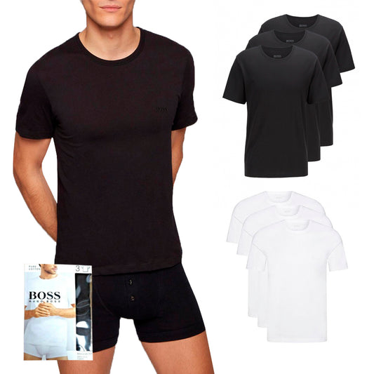 Hugo Boss Men's T-Shirt 3-Pack Crew Neck Regular Fit Casual Short Sleeve Shirt