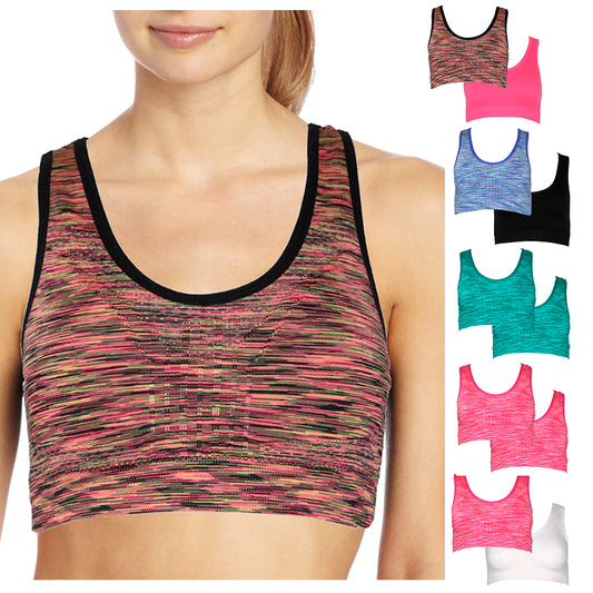 Womens Sports Athletic Bra 2 Pair Gym Fitness Racerback Bralet Joe Boxer