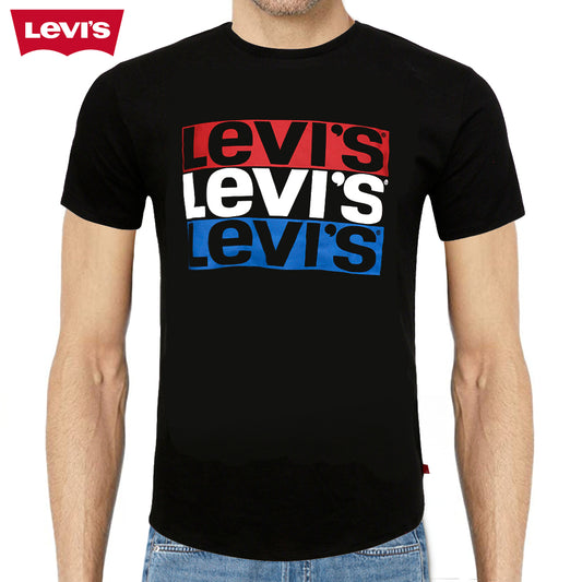 Levis Men's Short Sleee 3 Striped Graphic Print Logo Crew Neck T Shirt