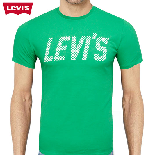 Levis Men's Short Sleeve Checkered Graphic Print Crew Neck T Shirt