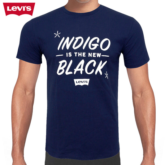 Levis Men's Short Sleeve Indigo is the New Black Graphic Print Crew Neck T Shirt