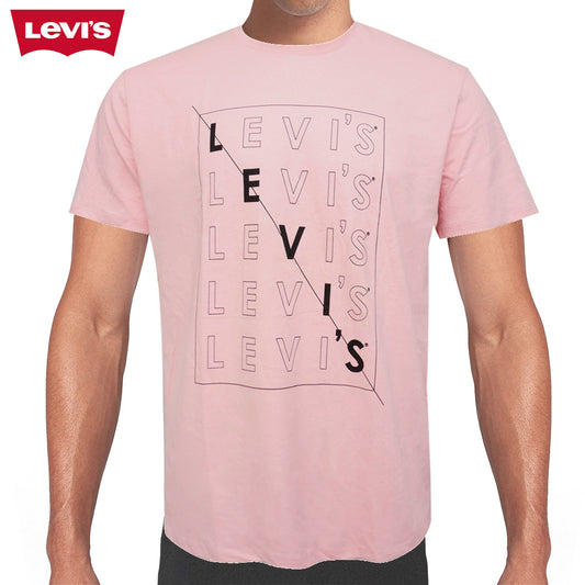 Levis Men's Short Sleeve Multiple Logo Print Crew Neck T Shirt