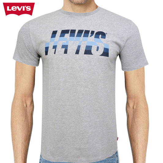 Levis Men's Short Sleeve Striped Graphic Print Log Crew Neck T Shirt