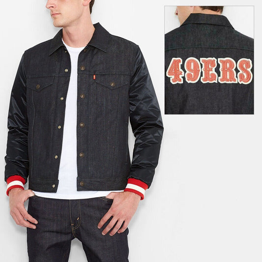 Levis Mens NFL 49ERS Original Denim Varsity Trucker Jacket Special Edition 18193