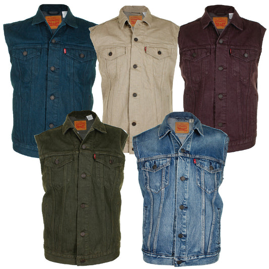 Levi's Men's Regular Fit Button Up Cut Off Trucker Vest