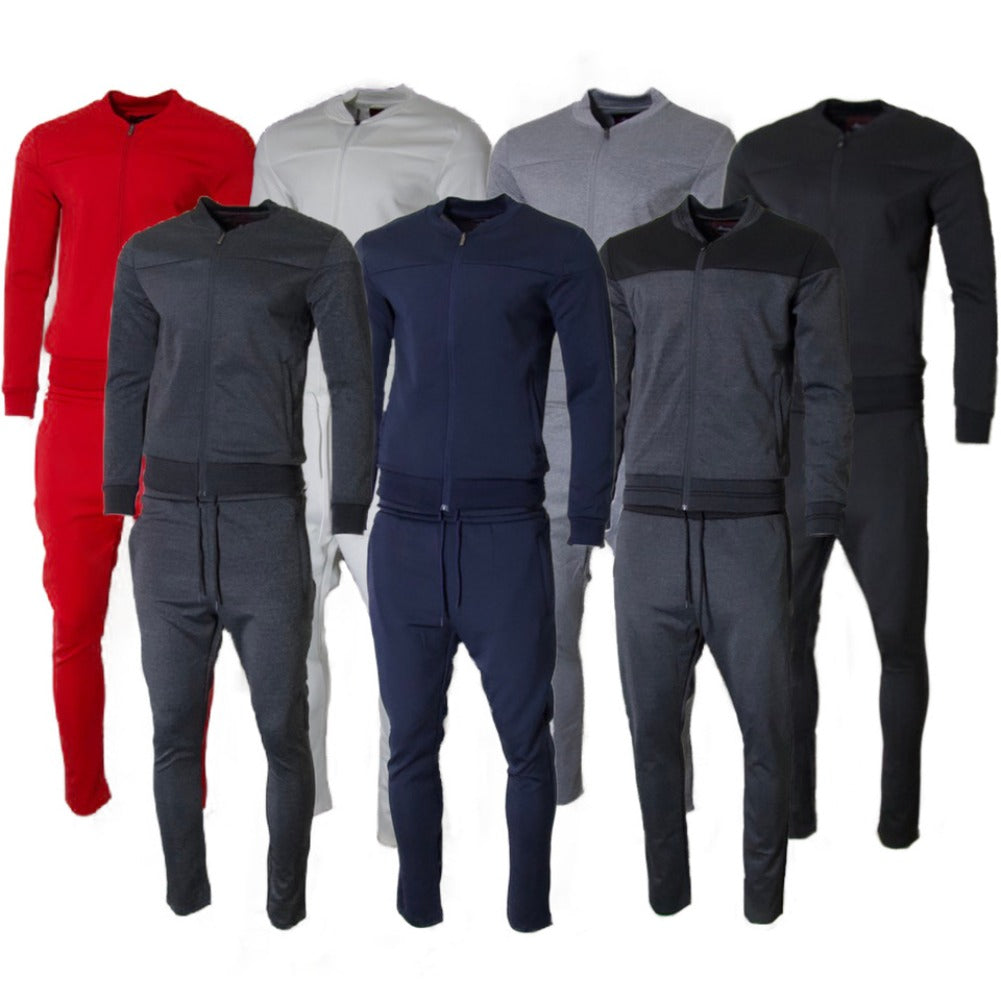 Men's Jogger 2-Piece Set Full Zip Solid Long Sleeve & Drawstring Pant Tracksuit