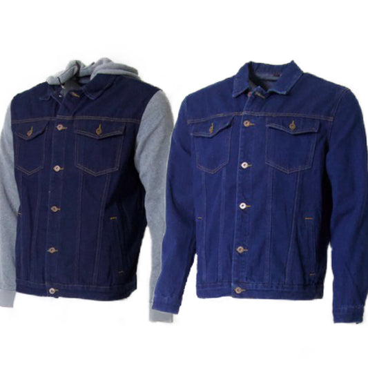 Men's Jean Jacket Hoodie Denim Cotton Long Sleeve Hybrid Hooded Trucker Jacket
