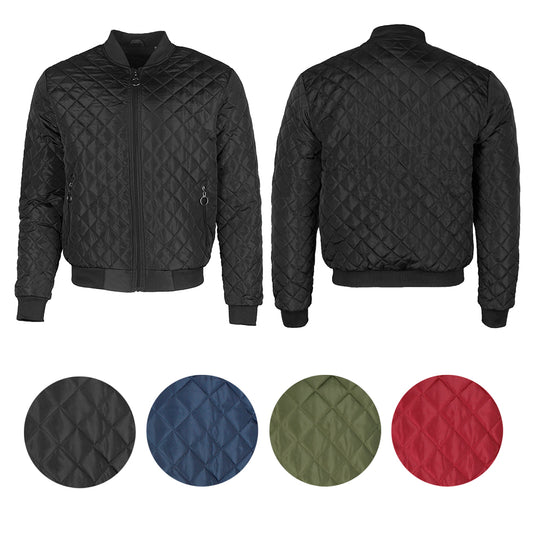 Maximos Men's Jason Zip Up Front Pocket Quilted Bomber Jacket