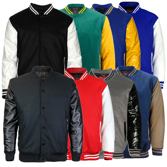 Maximos Men's LMJ Snap Button Front Classic Varsity Jacket